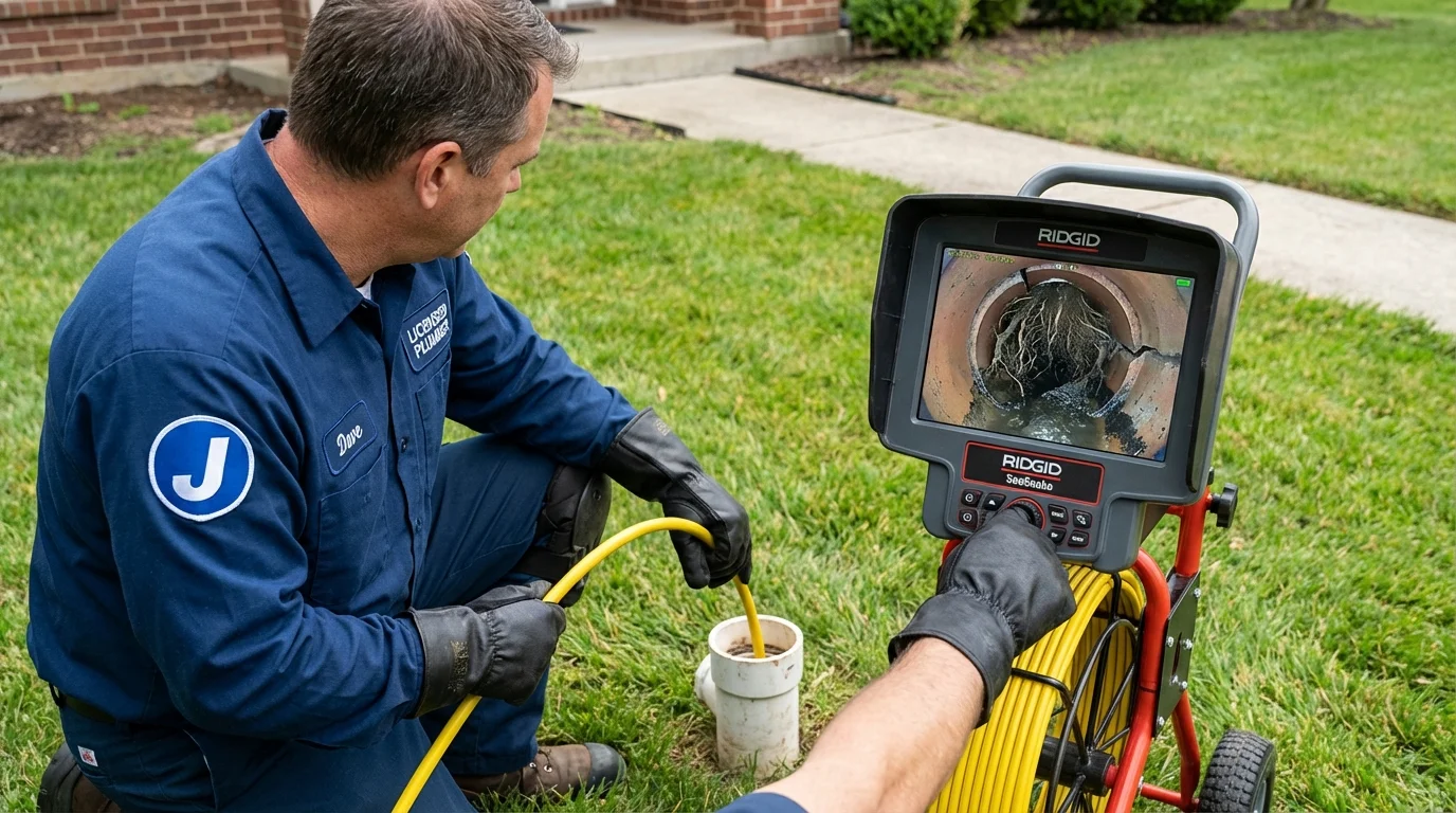 Sewer camera inspection being performed by Johns Plumbing LLC in Norlina