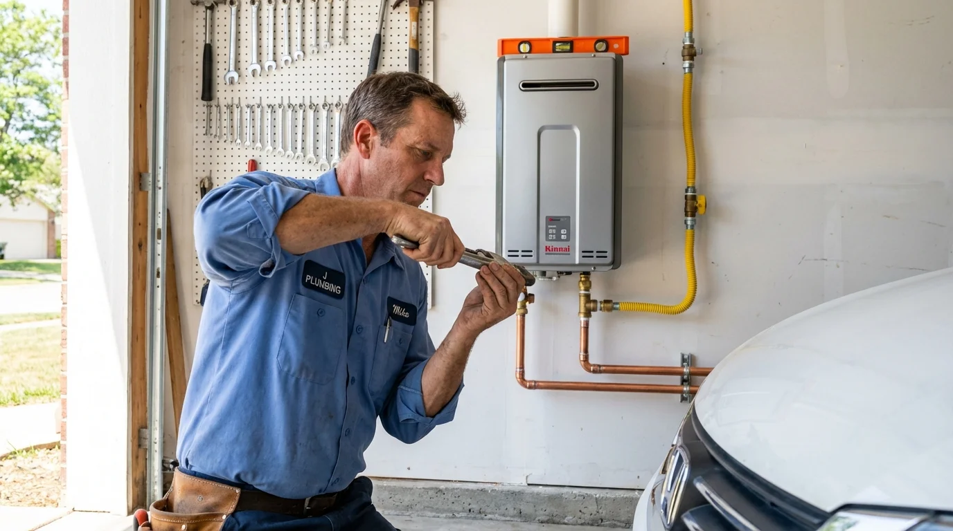 Tankless water heater installation by a Johns Plumbing LLC plumber in Norlina